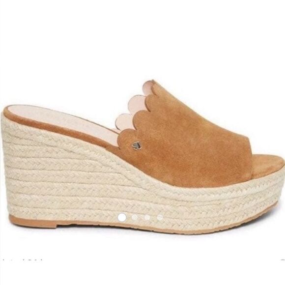 Kate Spade Toby Suede Tan Espadrille Wedge Sandal Size 7.5 - Picture 1 of 12